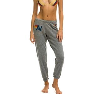 Aviator Nation Gray Joggers with Multicolor Stripe